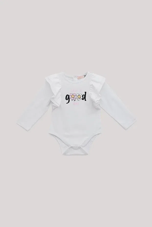 Детское боди для девочек с длинным рукавом Gb Baby, White