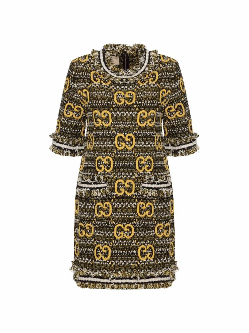 Твидовое платье с монограммой Gucci