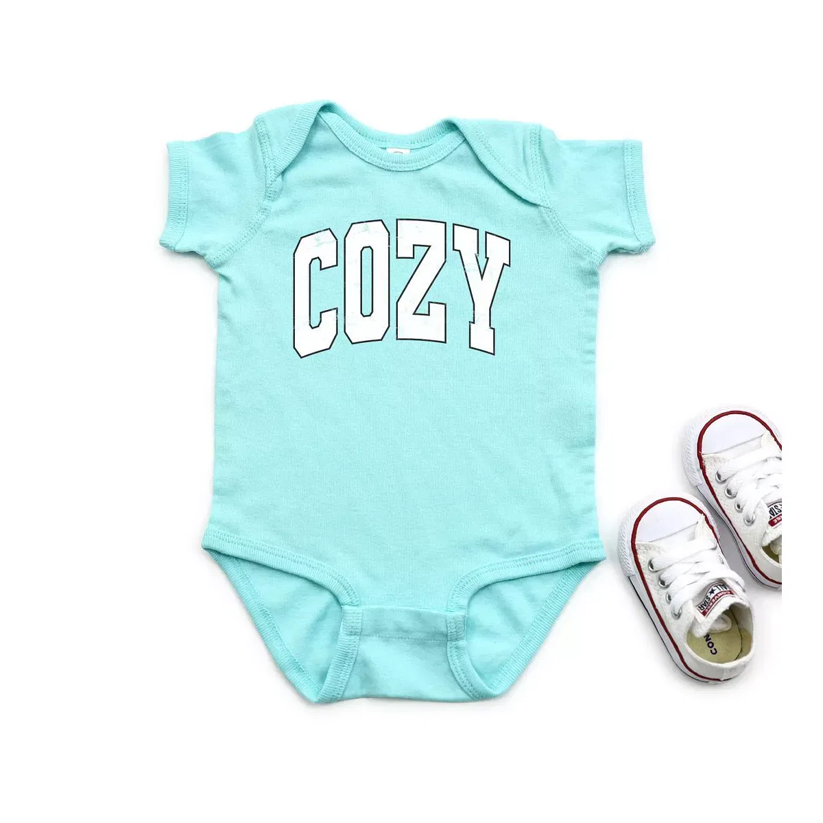 Детский боди с коротким рукавом Cozy Worn Varsity Baby Bodysuit The Juniper Shop, Chill — фото 2