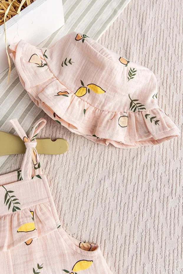 Детский комбинезон для девочек хлопковый Muslin 100% cotton summer baby girl jumpsuit Babymod, Pink — фото 4