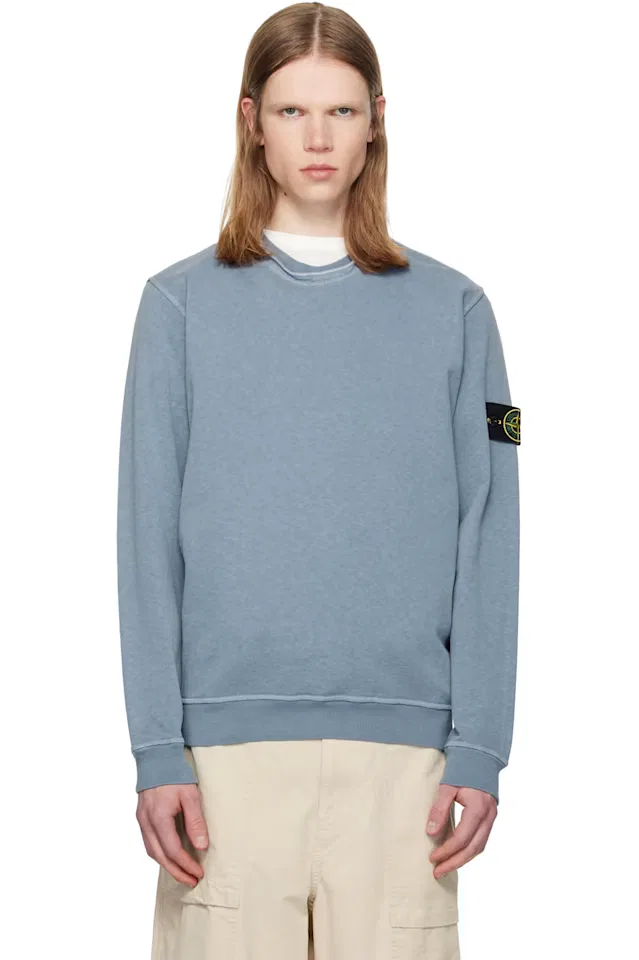 Синий свитшот с эффектом состаренности из флиса Malfilé Stone Island