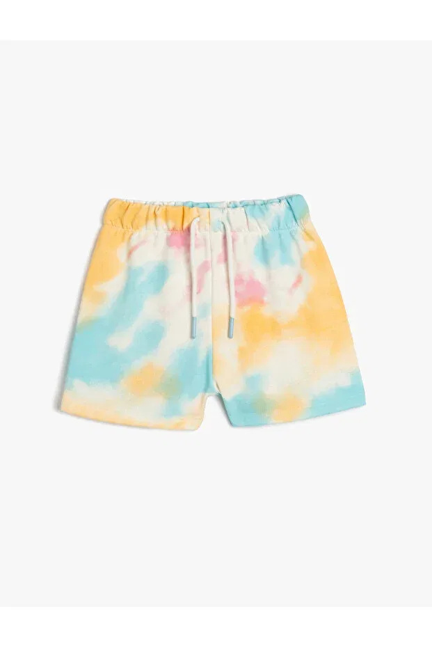 Детские шорты для девочек с принтом tie-dye Koton, Ecru Striped