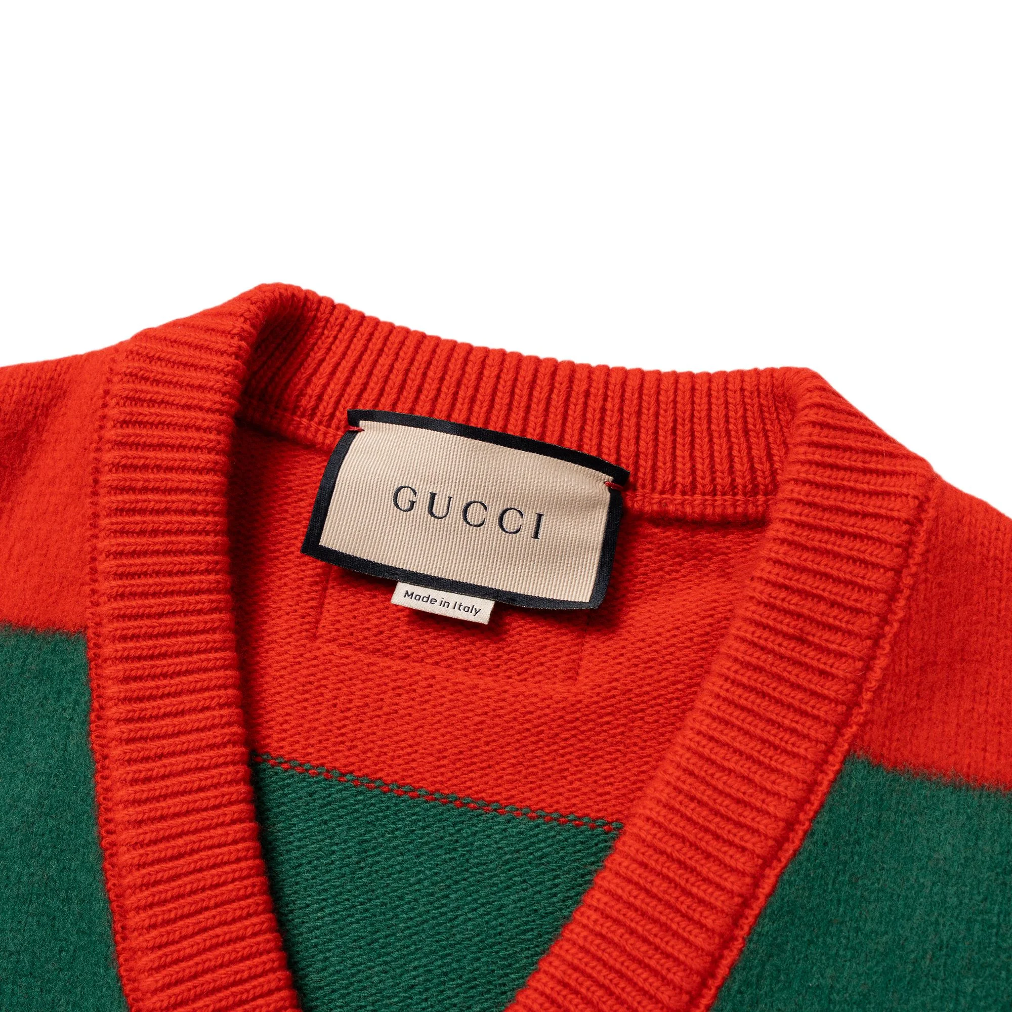 Свитер GUCCI Вязаный в полоску, Красный Зеленый — фото 3