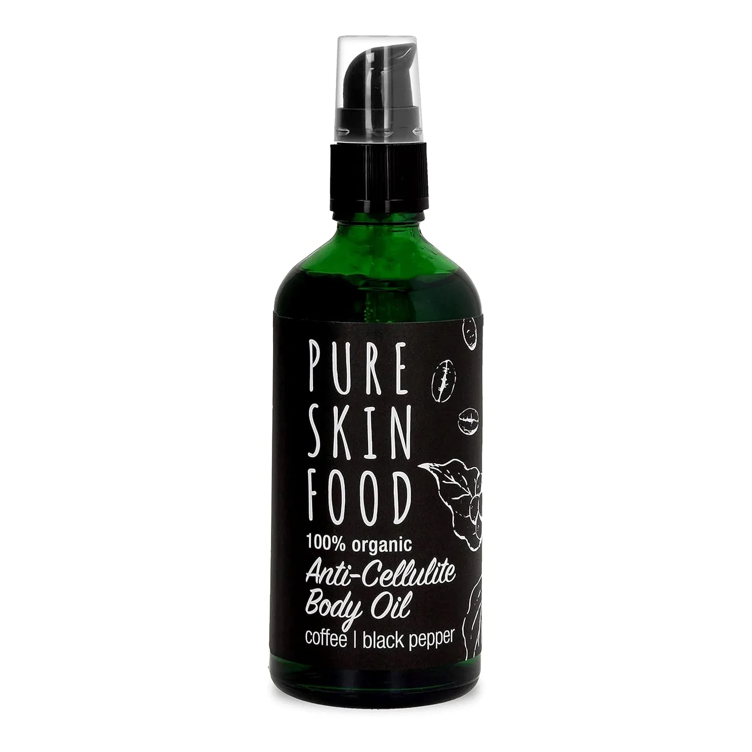 Антицеллюлитное масло для тела PURE SKIN FOOD с кофеином и черным перцем, 100 мл