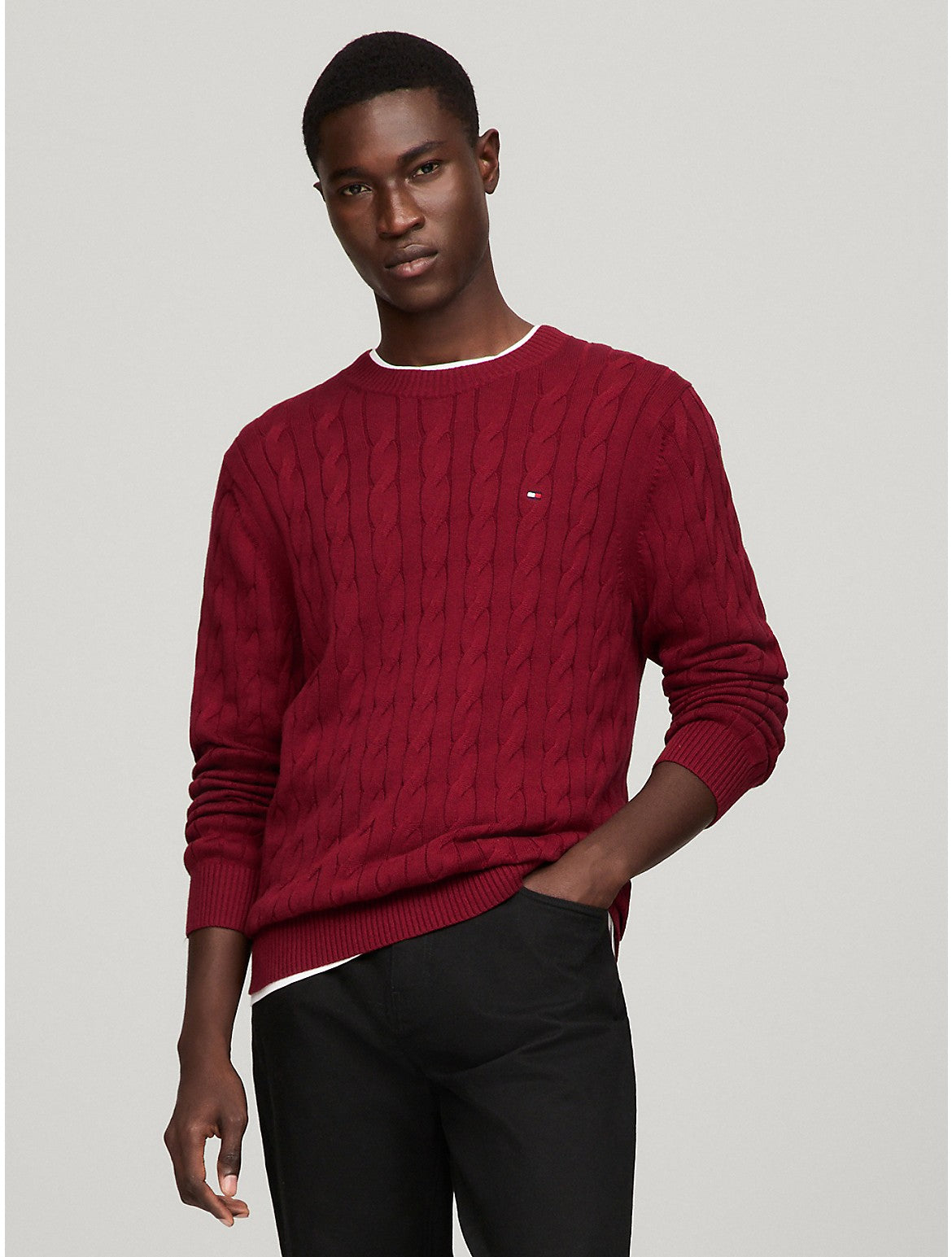 

Мужской свитер Tommy Hilfiger с косами, цвет rouge