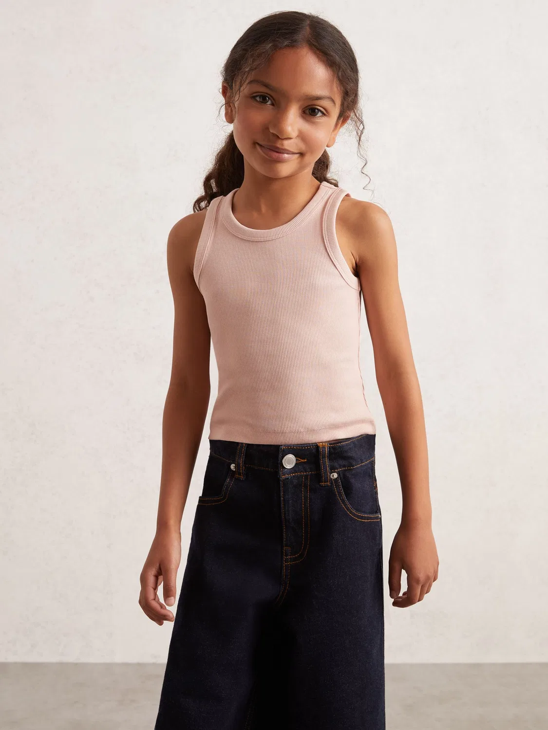 Топ Reiss Pink Violet 9-13 yrs Stretch-Cotton Stripe Ribbed Vest, розовый