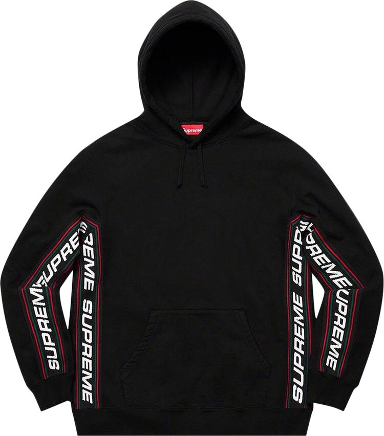 

Толстовка Supreme Text Rib Hooded Sweatshirt 'Black', черный