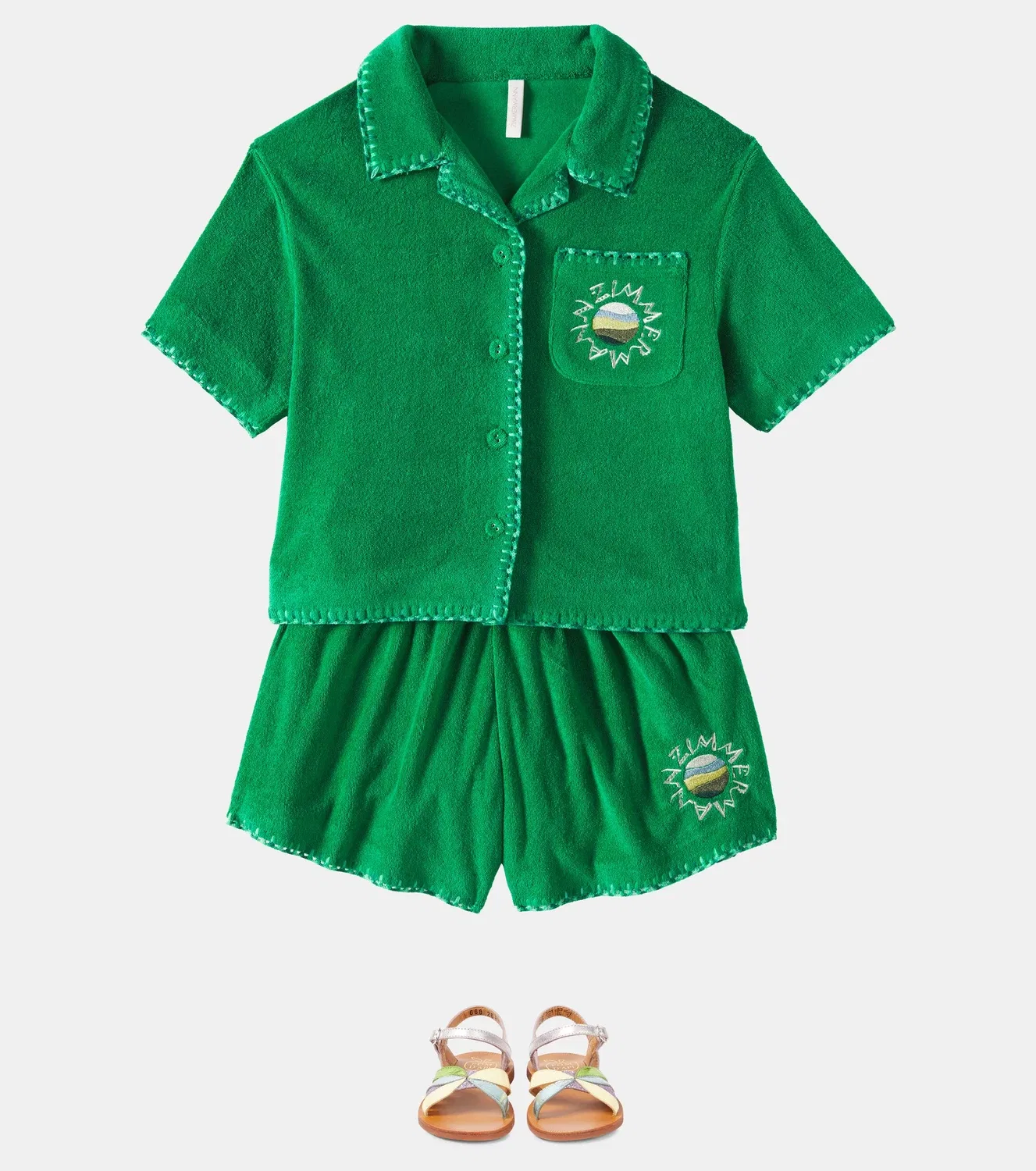 Майка из махры с примесью хлопка Everley Zimmermann Kids, зеленый — фото 2