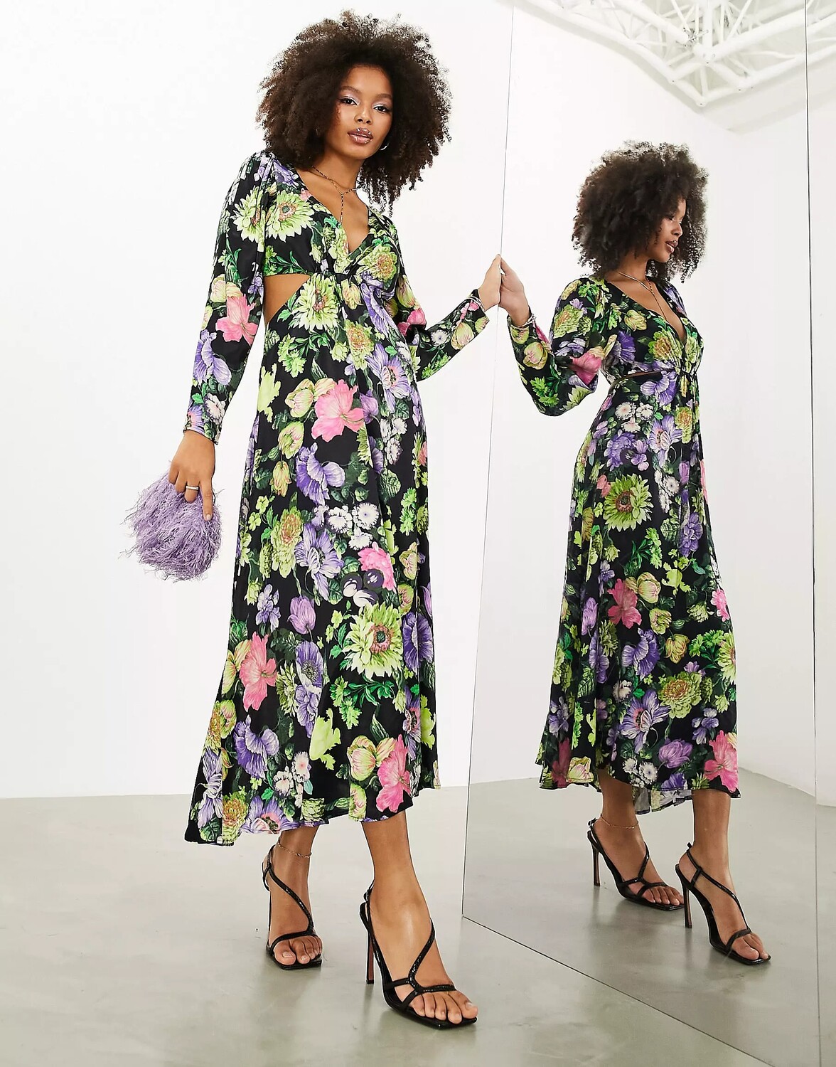 

Платье Asos Edition Satin Floral Print, черный
