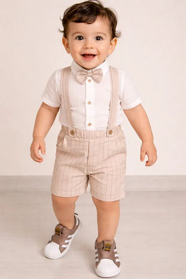 Детский комбинезон для мальчиков с коротким рукавом Mika Bebek & Çocuk, Beige