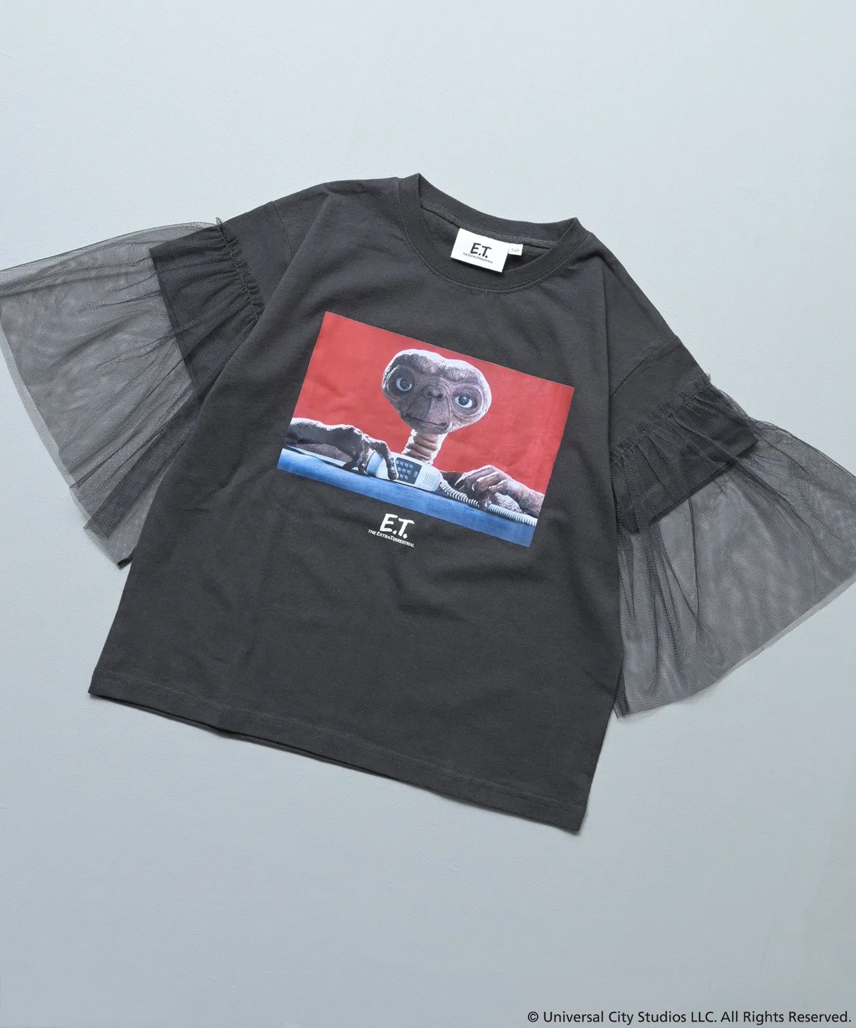 Детская футболка с принтом и рукавами из тюля E.T. MARKEY'S, Charcoal