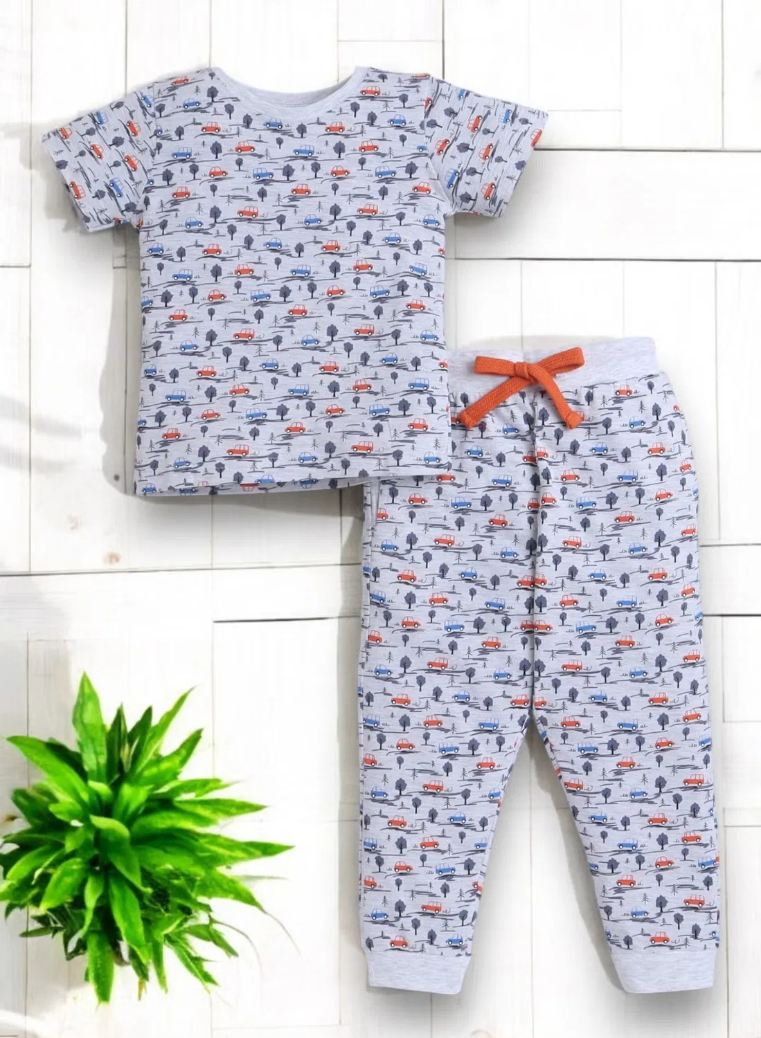 Комплект пижамный с принтом, модель All-Over Printed, Victor And Jane, серый — фото 4