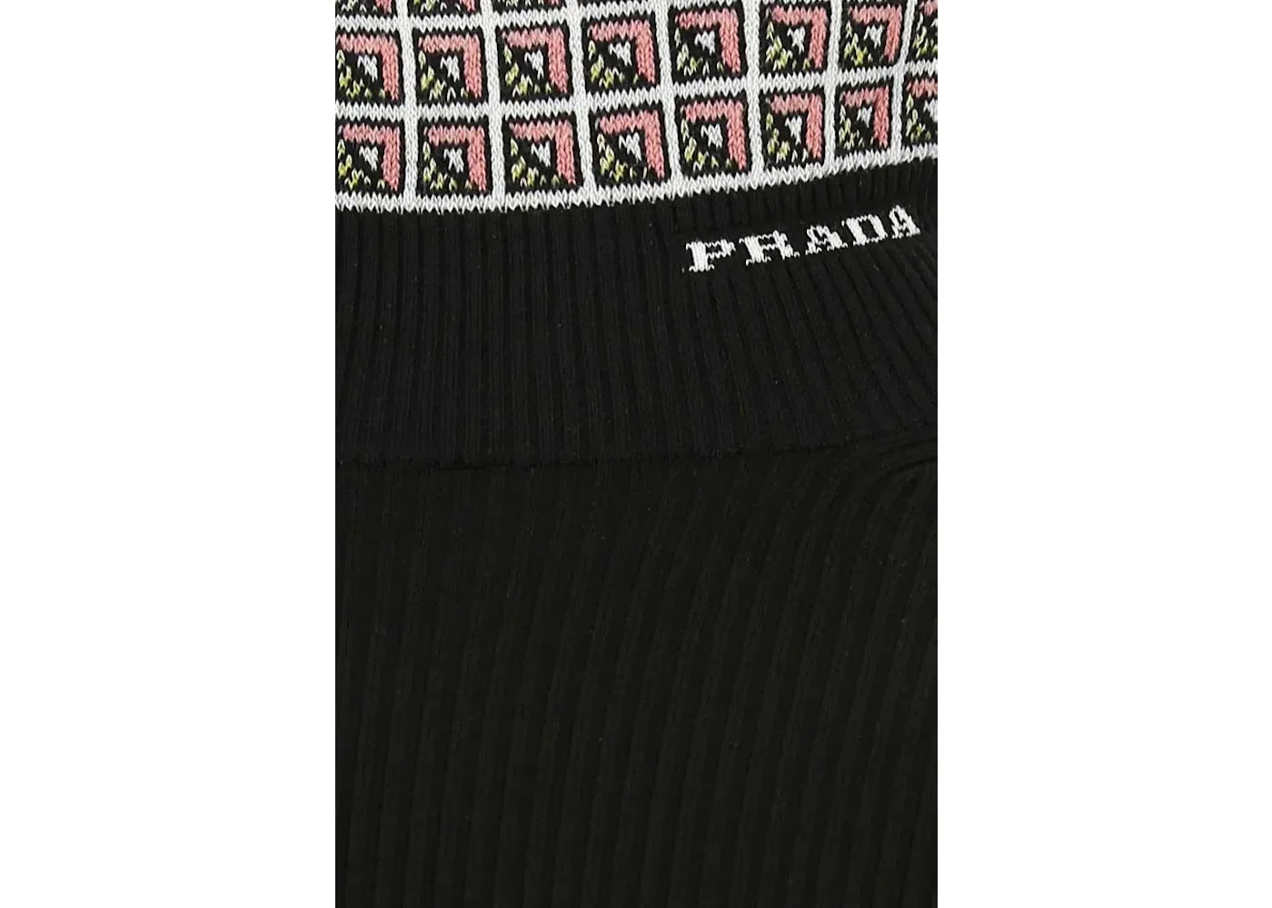 Мужской джемпер с высоким воротником из жаккарда с интарсией Prada, Black — фото 3