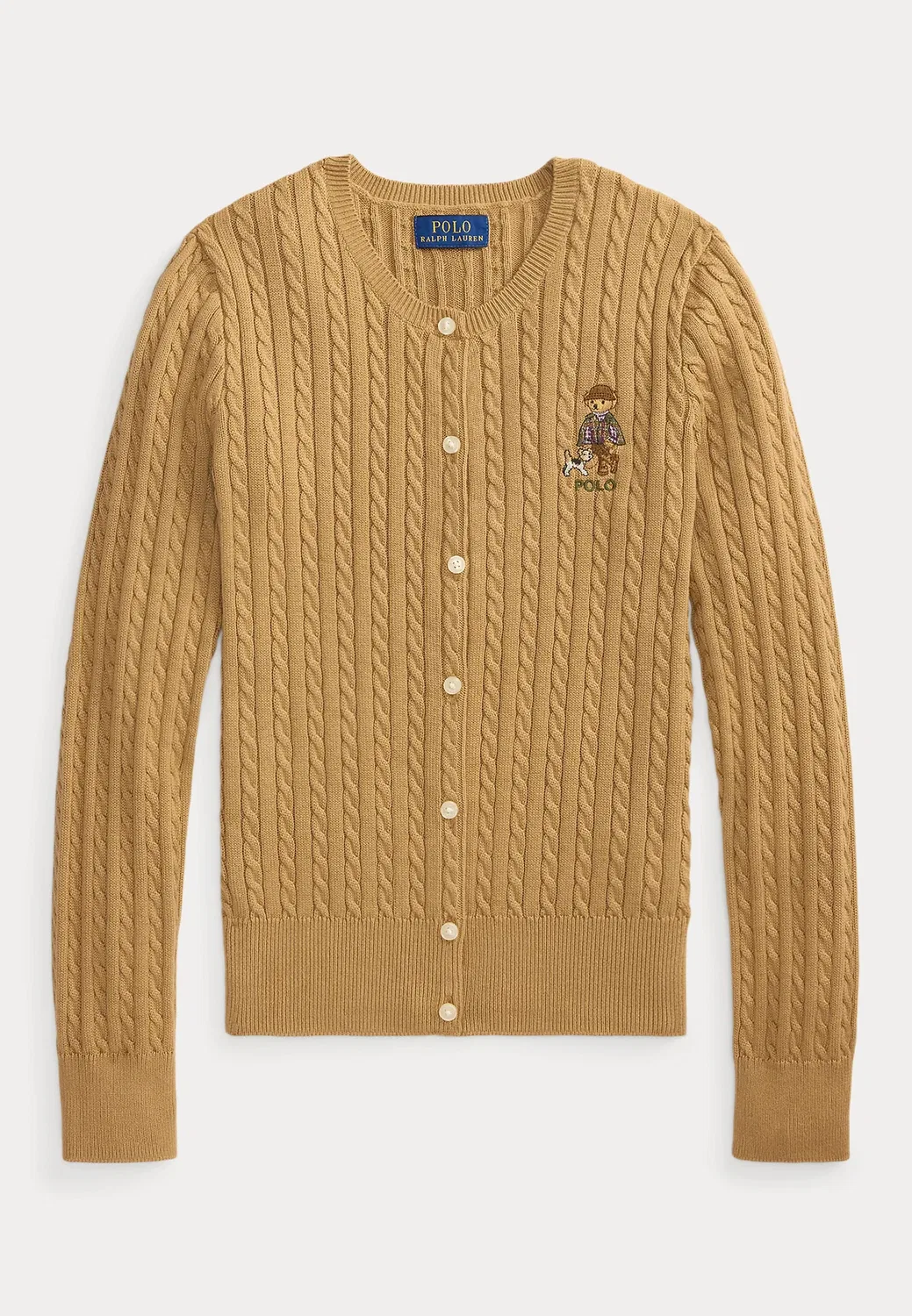 Хлопковый кардиган Polo Bear с мини-косичкой, размер 7-14 лет Polo Ralph Lauren, Berkshire Tan — фото 3