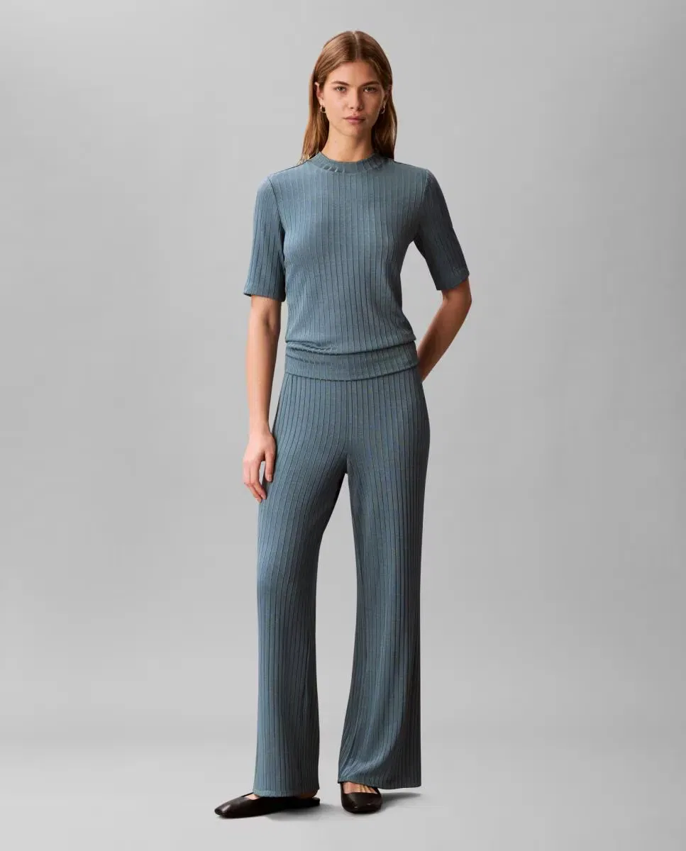 Женские прямые брюки из рифленой ткани Calvin Klein, Verde