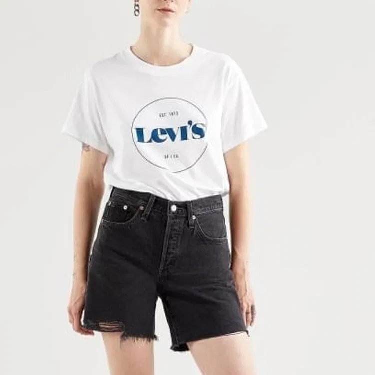 Женские джинсовые шорты с потертостями Levi's 501, Black — фото 4