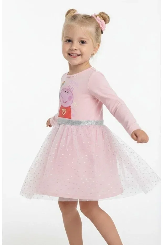 Детское платье для девочек с принтом Peppa Pig Tulle Girls' Dress Seabubbles, Pink — фото 4