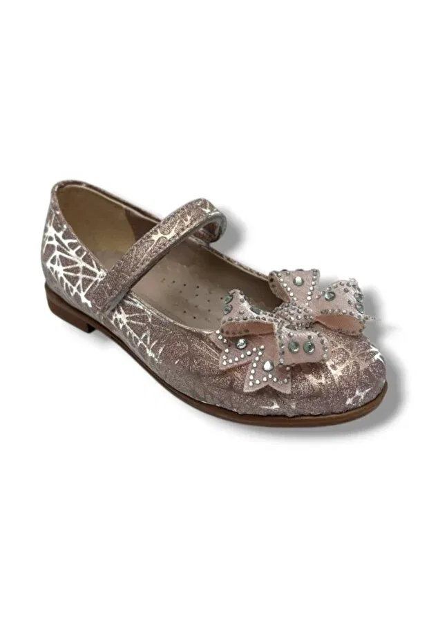 Детские балетки для девочек с принтом Glittery Satin And Stoned Ribbon Single Strap Girls' Ballerinas Iremsu, Pink