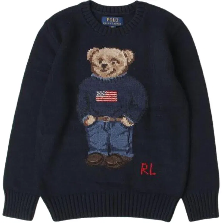 Детский свитер с принтом Polo Bear Polo Ralph Lauren, Marine Blue
