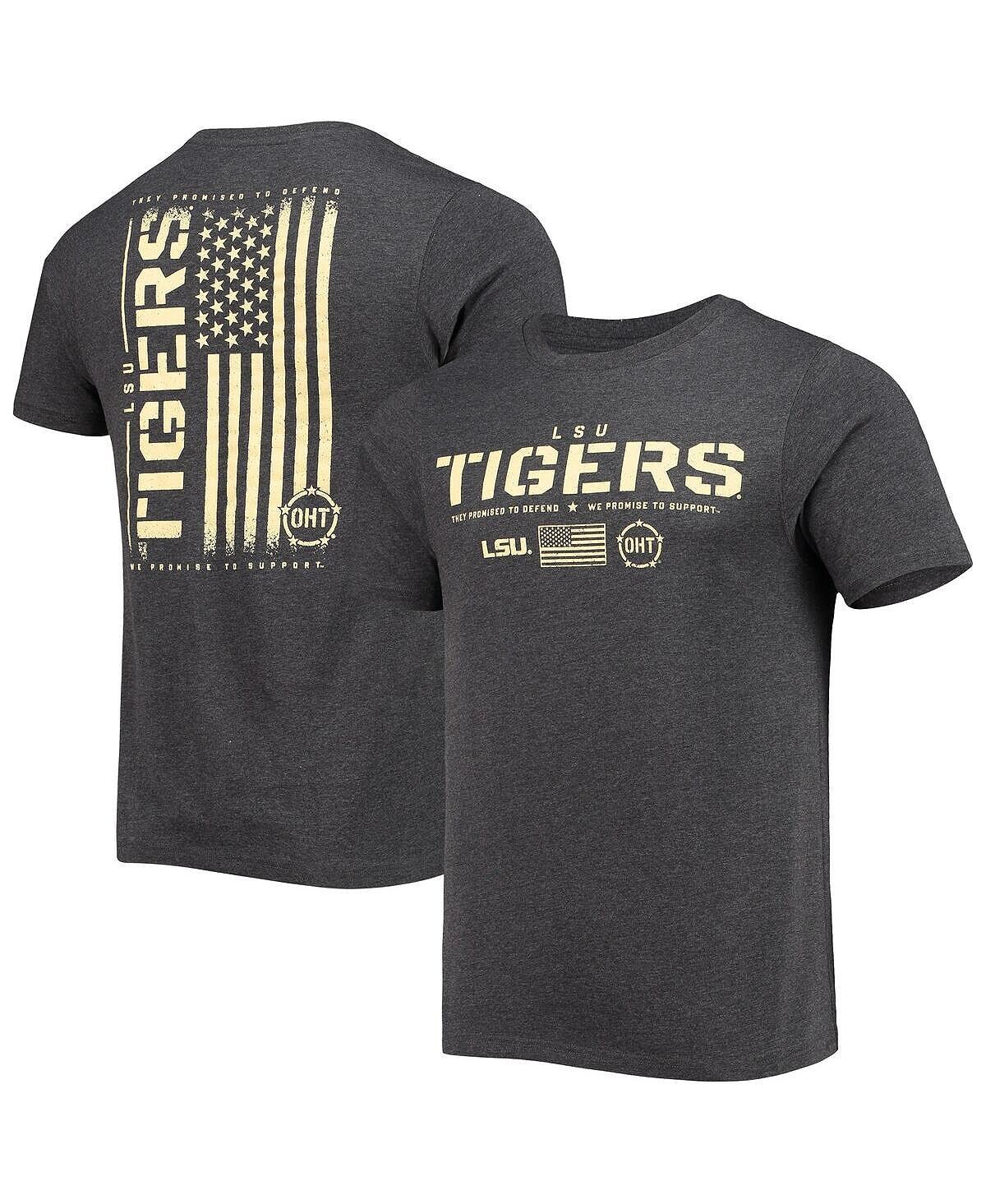 

Мужская футболка lsu tigers oht в стиле милитари с надписью appreciation flag 2.0 в меланжевом цвете черного цвета Colosseum, мульти