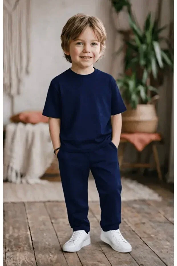 Детский для мальчиков комплект спортивного костюма Special Series Solid Color Nigrum Pardus, Navy Blue