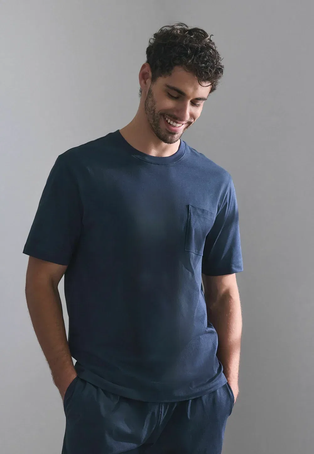 Пижамный комплект из трикотажа с коротким рукавом, стандартного кроя Next, Navy Blue