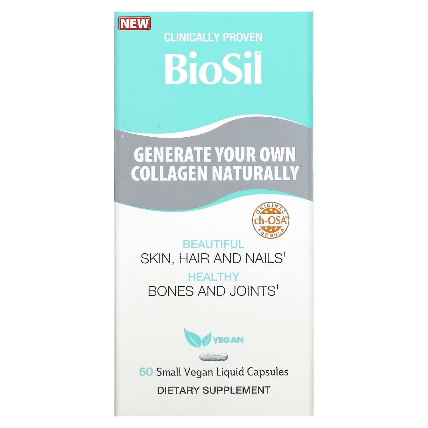 

BioSil, Advanced Collagen Generator, средство для стимулирования производства коллагена, 60 маленьких веганских капсул