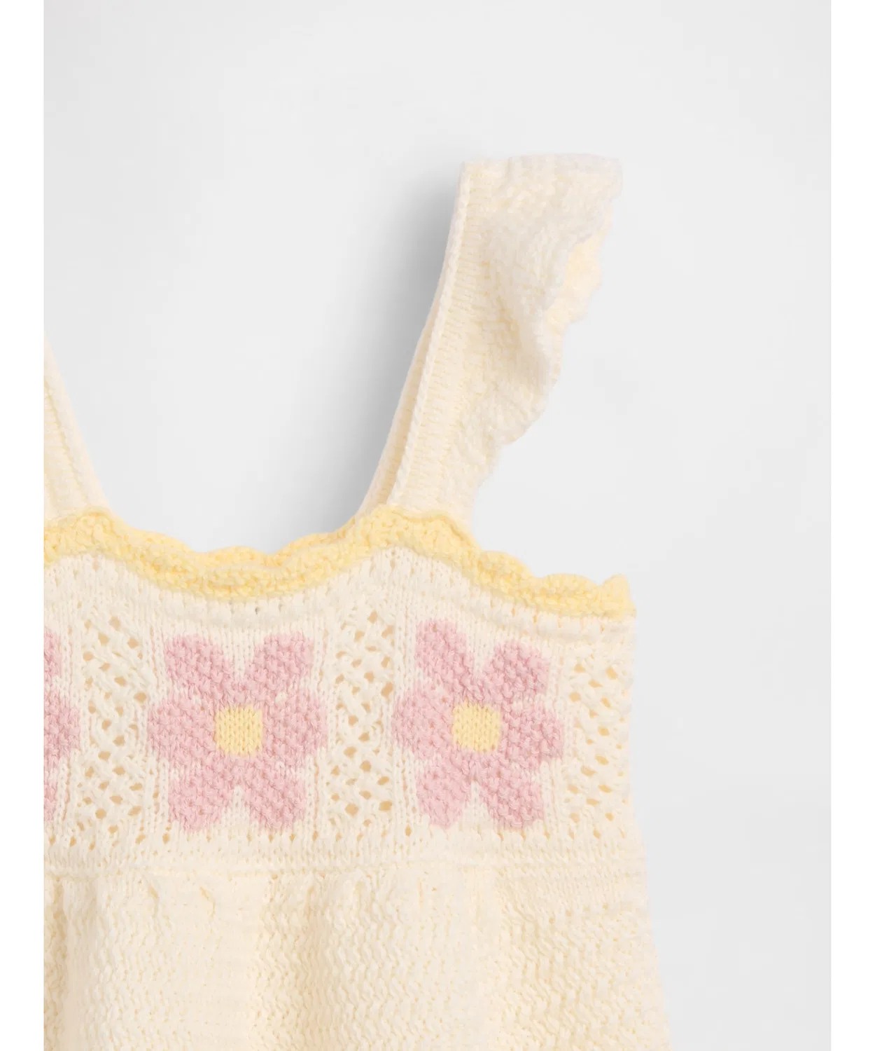 Детское платье для девочек без рукавов с цветочным принтом Crochet Flower GAP, Ivory — фото 3