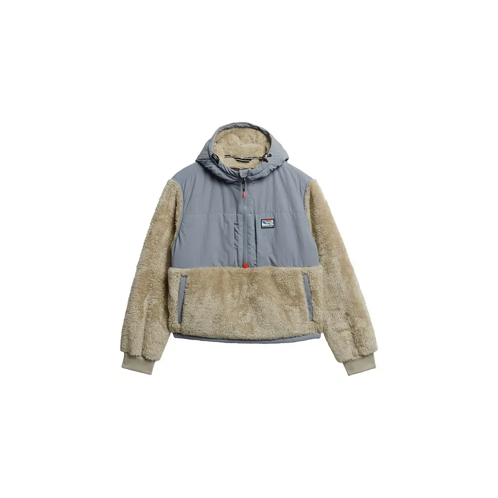 Худи Super Soft Hybrid половинная молния Superdry, бежевый — фото 3
