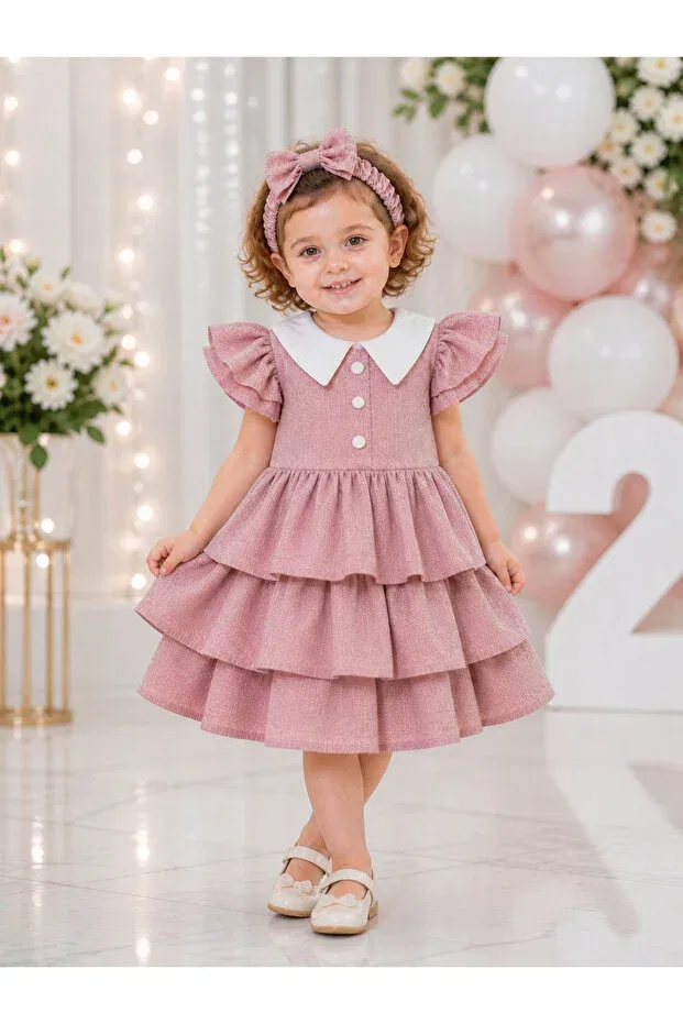 Детское платье для девочек с рюшами Ruffle Detailed Treemass, Pink