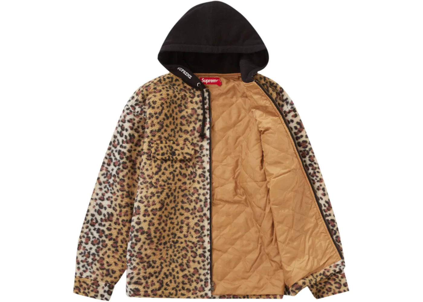 Мужская флисовая куртка с капюшоном Supreme, Brown Leopard — фото 2