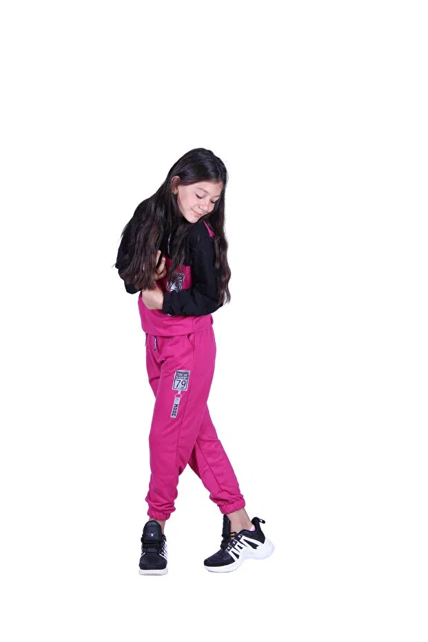 Детский комплект спортивного костюма для девочек с принтом Ya Ko Kids, Fuchsia — фото 3