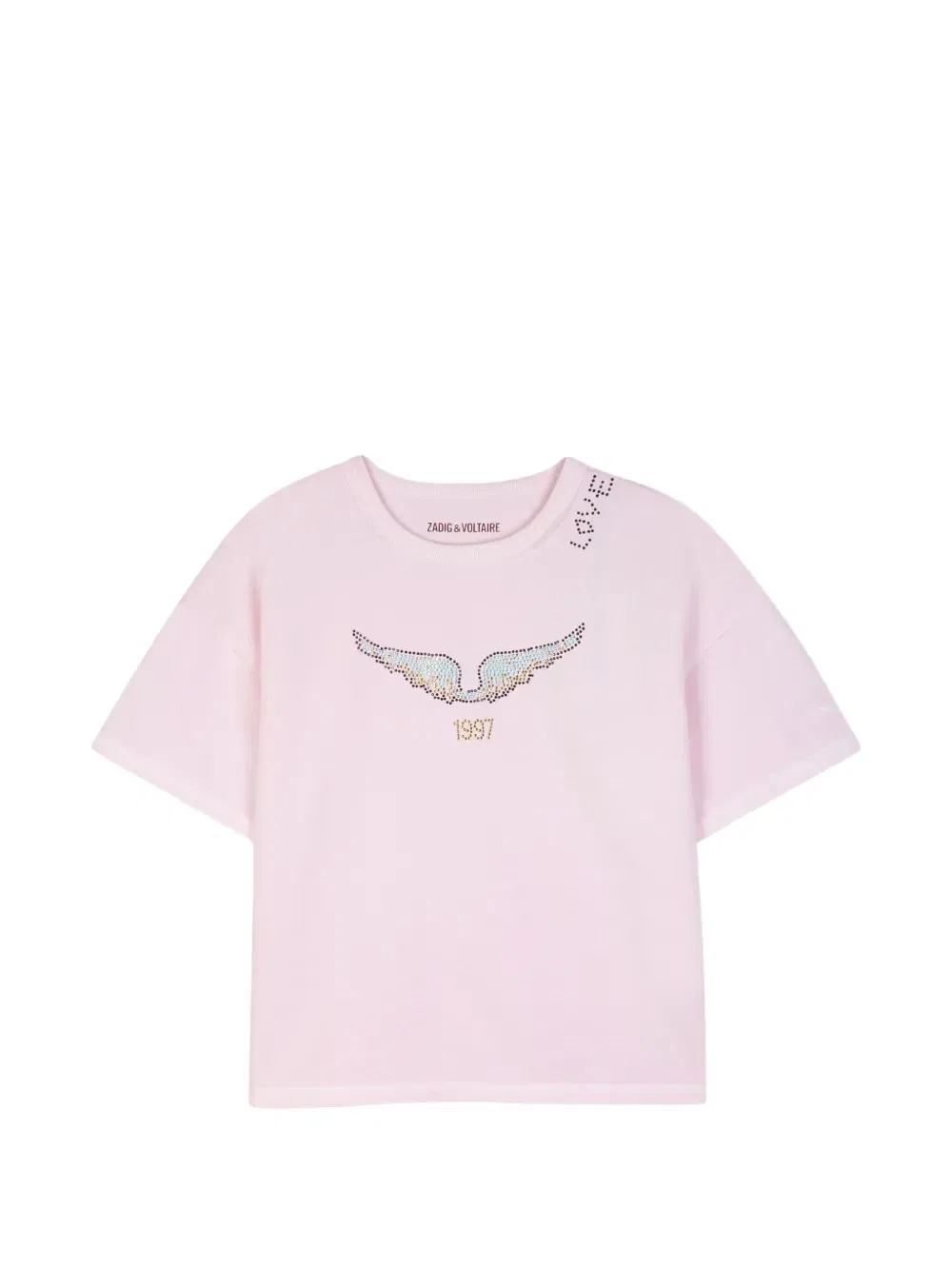 Футболка со стразами Zadig & Voltaire Kids, розовый
