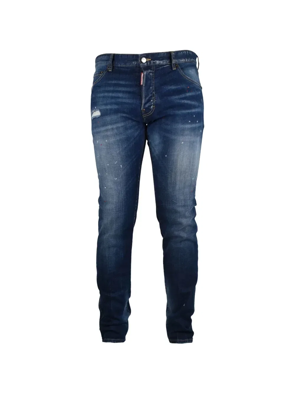 Джинсы Teddy с потертостями и брызгами краски DSQUARED2, синий