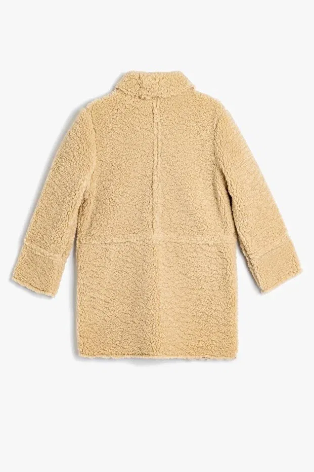 Детское пальто для девочек хлопковое Koton Kids, Beige — фото 3