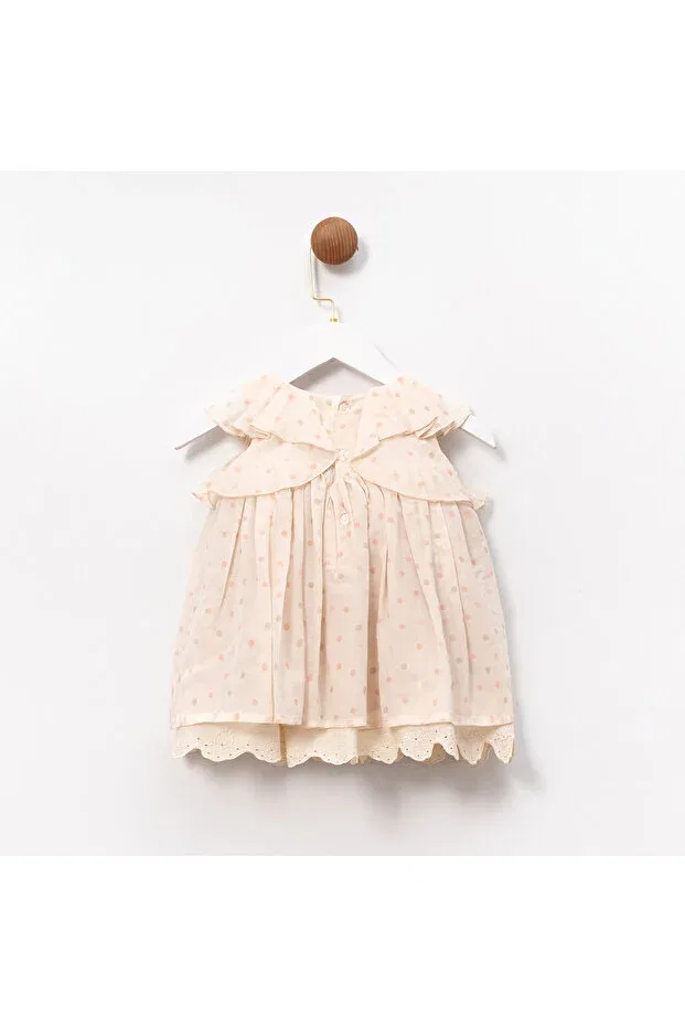 Детское платье для девочек с принтом Laura Polka Dot Ministok, Beige — фото 2