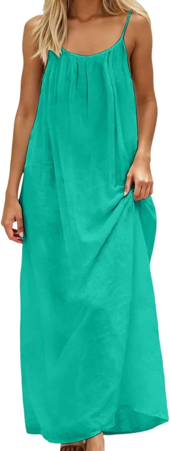 Женское летнее макси-платье без спинки на бретелях Mint Green