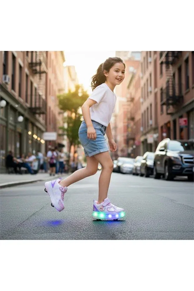 Детские роликовые кроссовки для девочек с подсветкой Jojo Kids, Lila