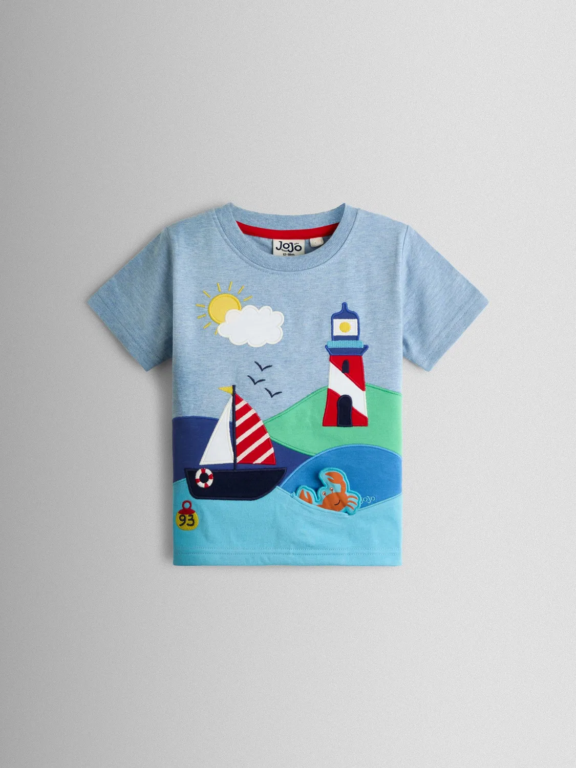 Футболка с аппликацией Lighthouse Scene, JoJo Maman Bébé, синий