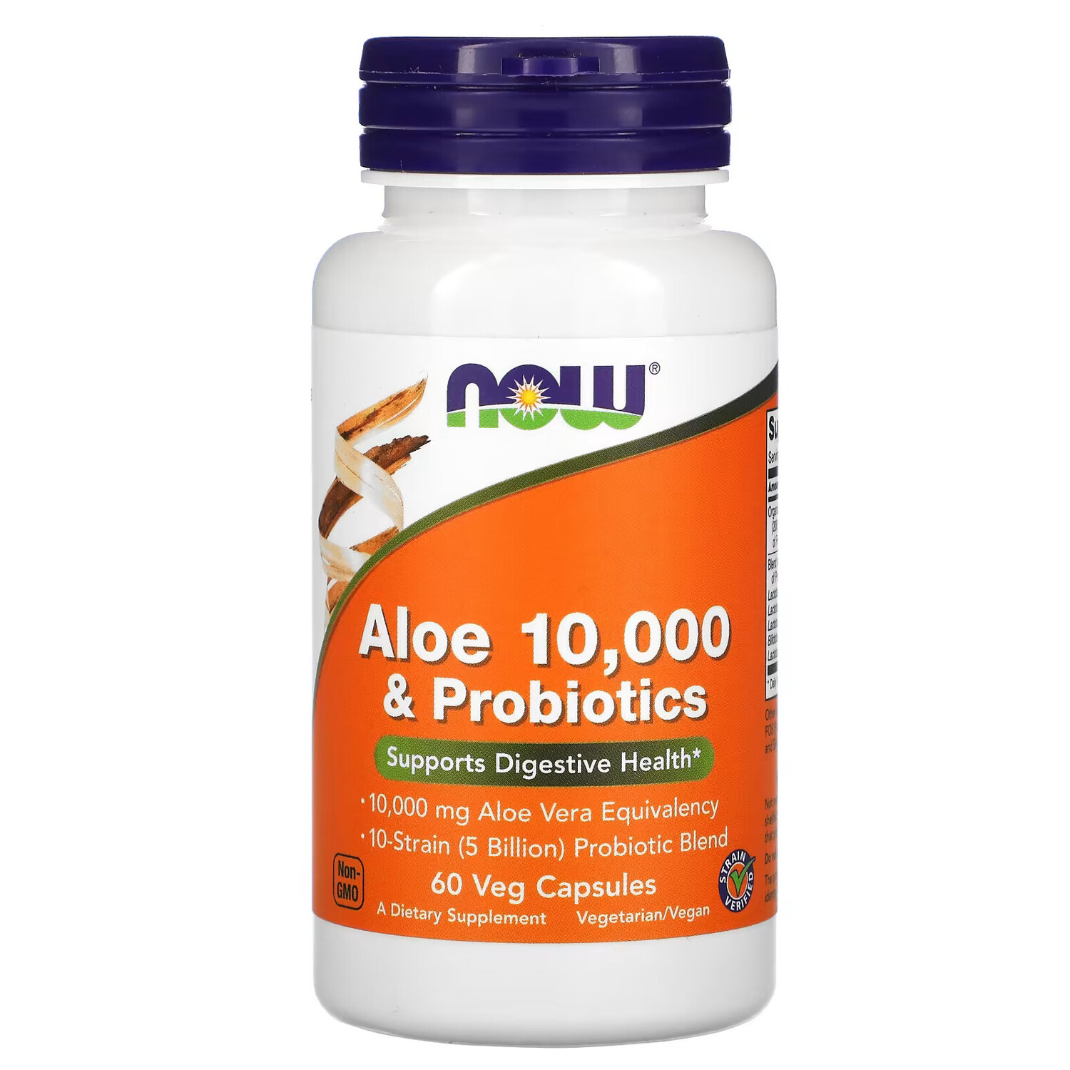

NOW Foods, алоэ 10 000 с пробиотиками, 60 растительных капсул