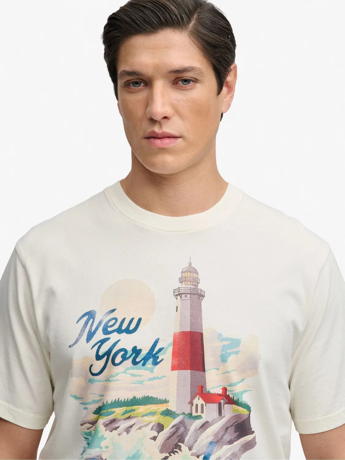 Футболка свободного кроя Maritime Superdry, бело-синяя — фото 3