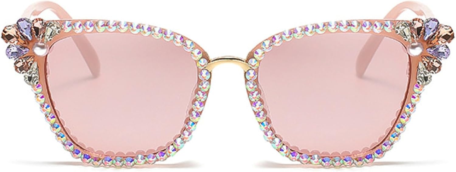 

Милые женские солнцезащитные очки «кошачий глаз» с бриллиантами, винтажные квадратные, с кристаллами и стразами, сверкающие, украшенные драгоценными камнями, для вечеринок mincl, Pink