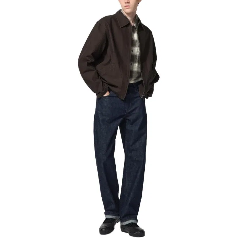 Мужская куртка темно-коричневое с лацканами UNIQLO — фото 3