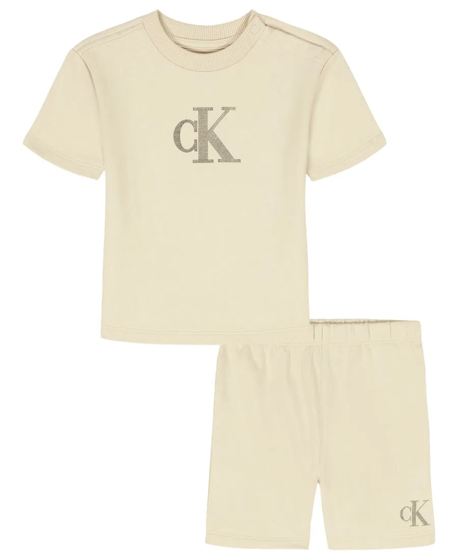 Комплект из футера с логотипом и шортами Calvin Klein, Oatmeal
