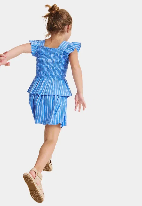 Комплект из топа и юбки, хлопок, pure shirred outfit set, Marks & Spencer, Royal Blue, синий — фото 3