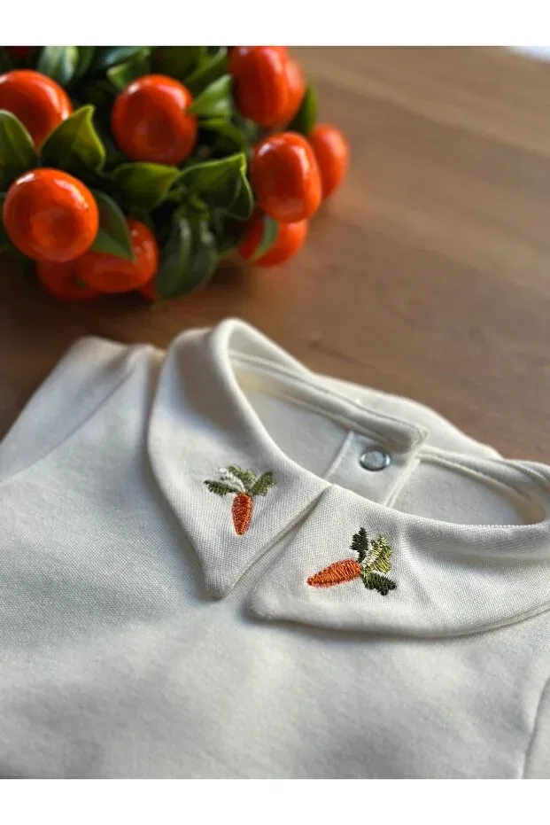 Детское боди для новорожденных с вышивкой Морковь Mama Miel Baby, White — фото 3
