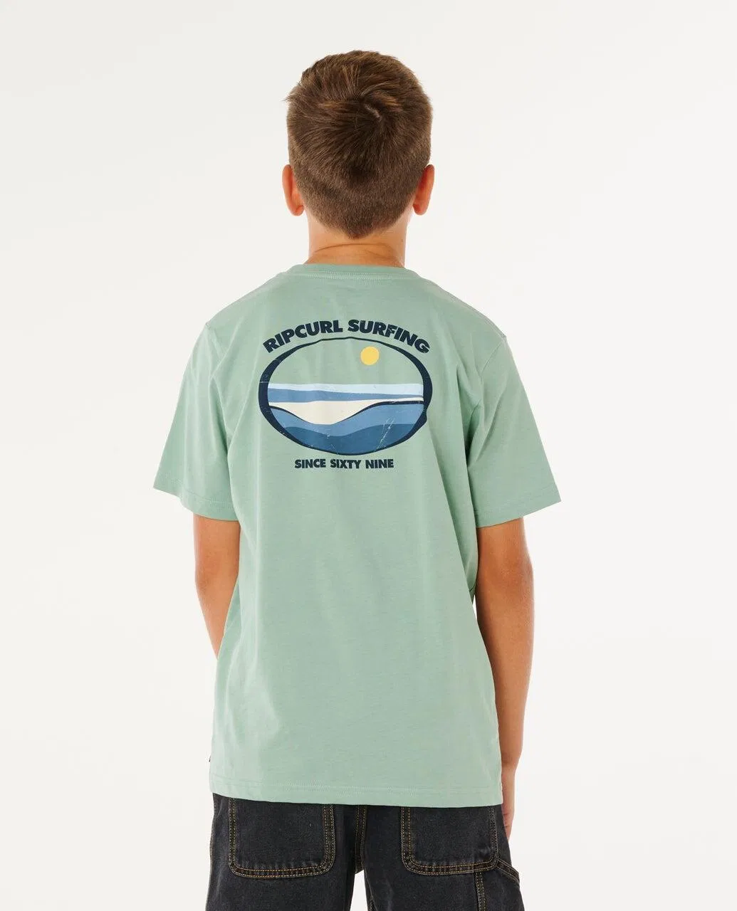 Детская футболка для мальчиков с принтом Streamline Lineup Tee Rip Curl, Aloegrun — фото 3