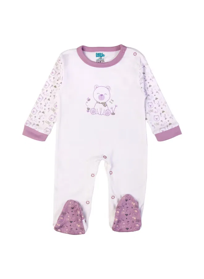 Комплект из 5 предметов хлопковый с медвежонком Babies Basic, темно-лиловый — фото 3