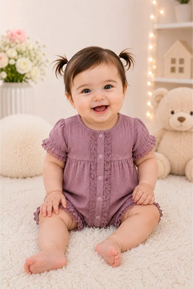 Детский комбинезон для девочек хлопковый Basics My Babies Label, Dried Rose — фото 2