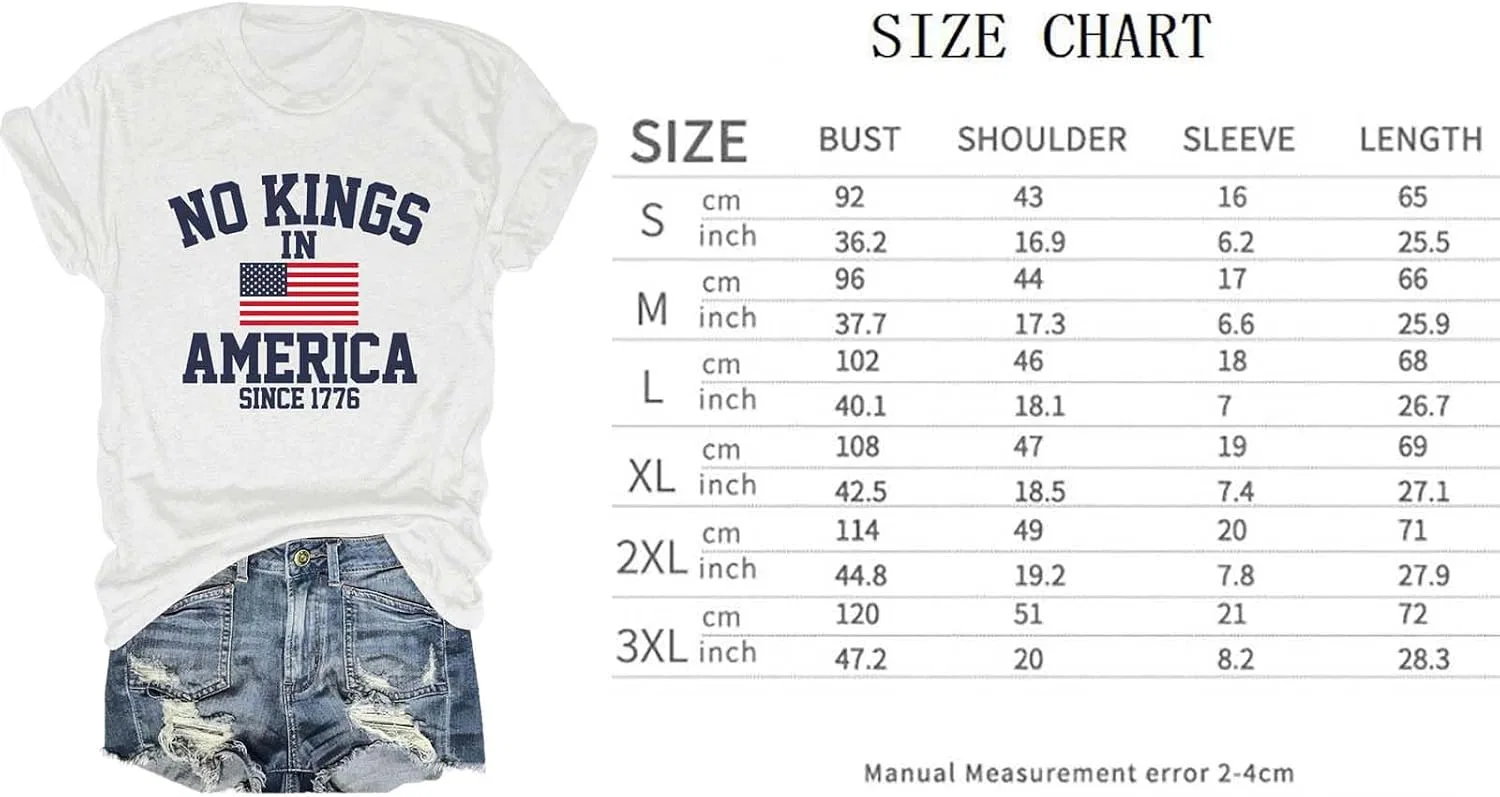 Женская футболка с принтом No Kings In America, Crew Neck — фото 2